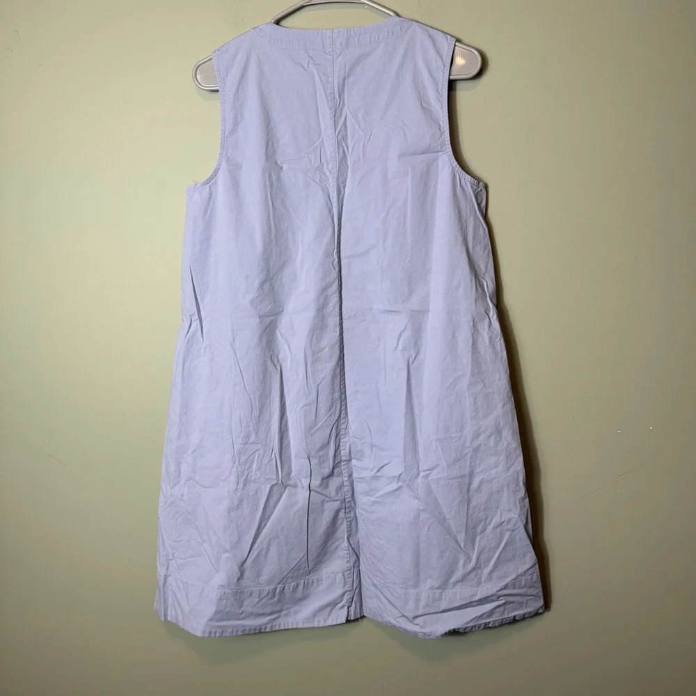 EILEEN FISHER ZIP NECK POCKETS BLUE‎ ORGANIC COTTON SLEEVELESS DRESS SIZE S/P